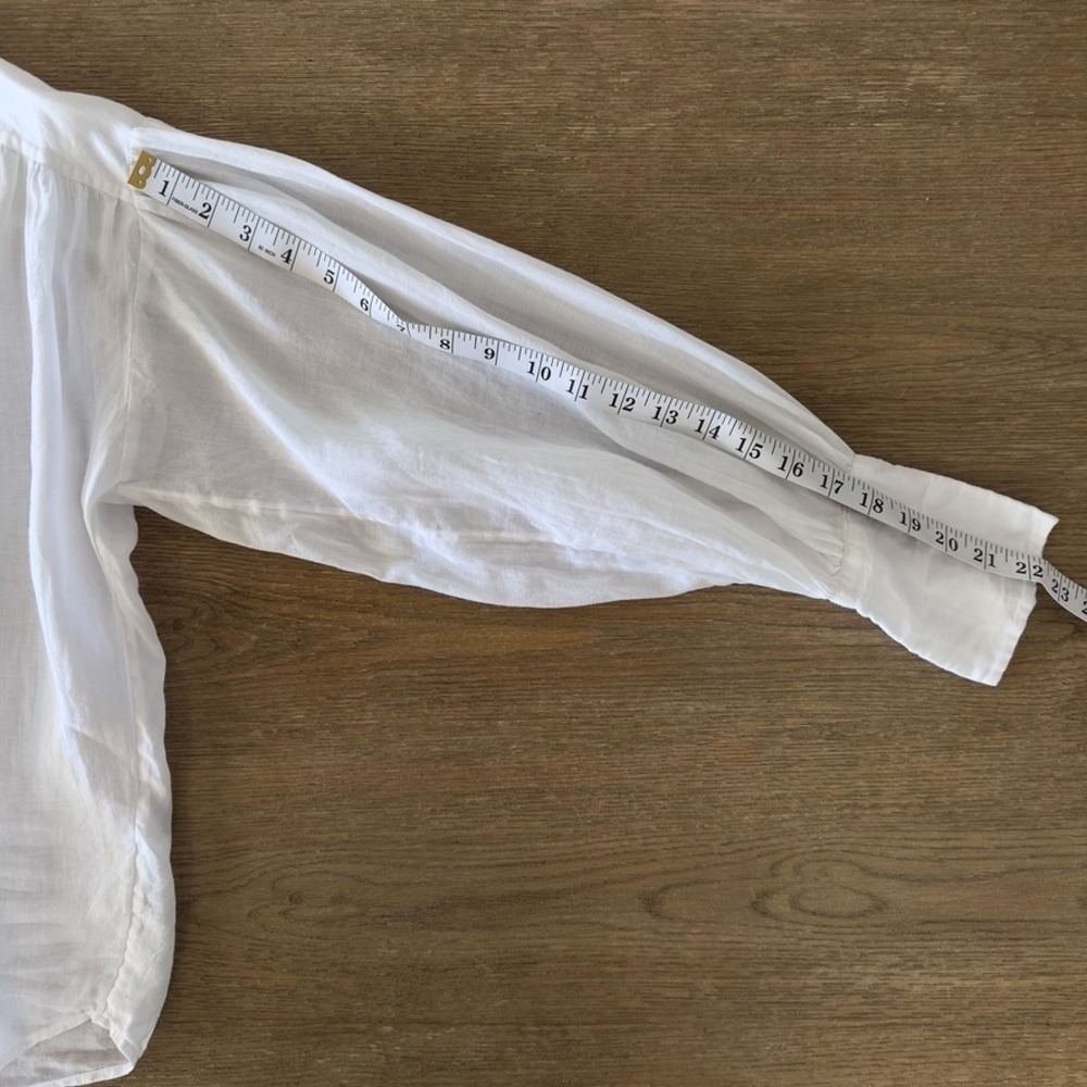 FRAME Emma Blouse Sheer White 100% Ramie Ctn Oversized Balloon Long Sleeve-Sz XS - Picture 4 of 16
